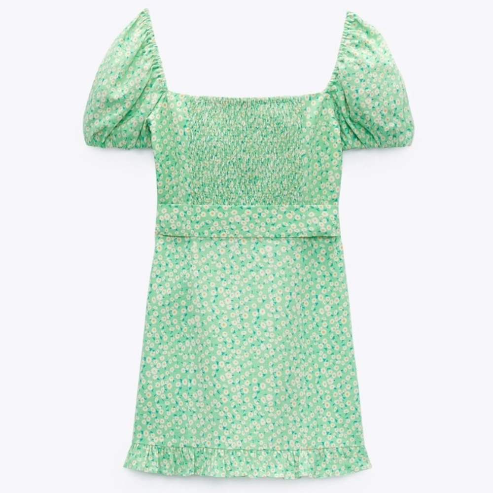 Zara Green Belted Mini Dress - Picture 6 of 6